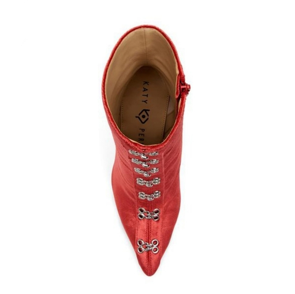 RARE Sexy Katy Perry Red Velvet Front Clasp Booties - Picture 4 of 8